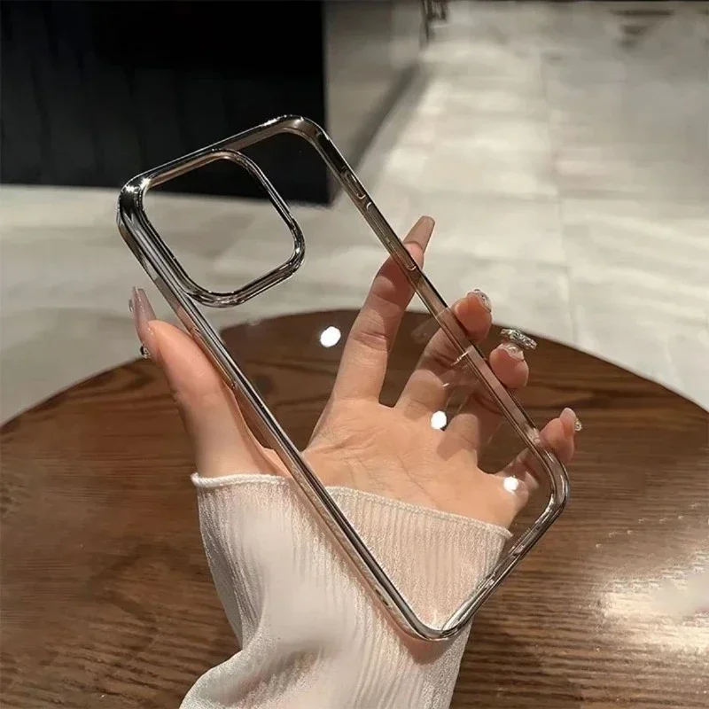 Simple Solid Color Case Compatible for IPhone 16 15 11 13 12 14 Pro Max XR 7 8 Plus X XS MAX SE 2020 Luxury Electroplated Case