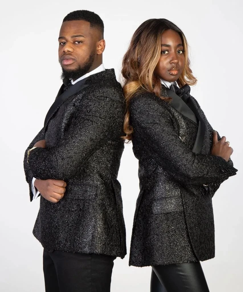 Shiny Black Men Wedding Tuxedos Sparkly Double Breasted Blazer Outfits Business Formal Wear Jacket And Pants