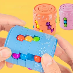 Juguete de cubo redondo de dedo, puzle giratorio mágico de frijol, juego de cubo giratorio, alivio del estrés para niños y adultos, juguete educativo Montessori, regalo