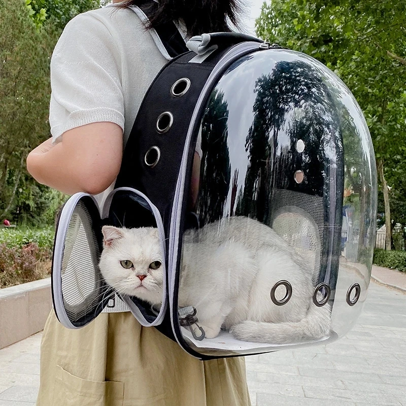 Bolsas de transporte transparentes para gatos, mochila espacial transpirable para mascotas, mochila portátil para cachorros y mascotas, transportador de cápsula espacial, bolsa para perros