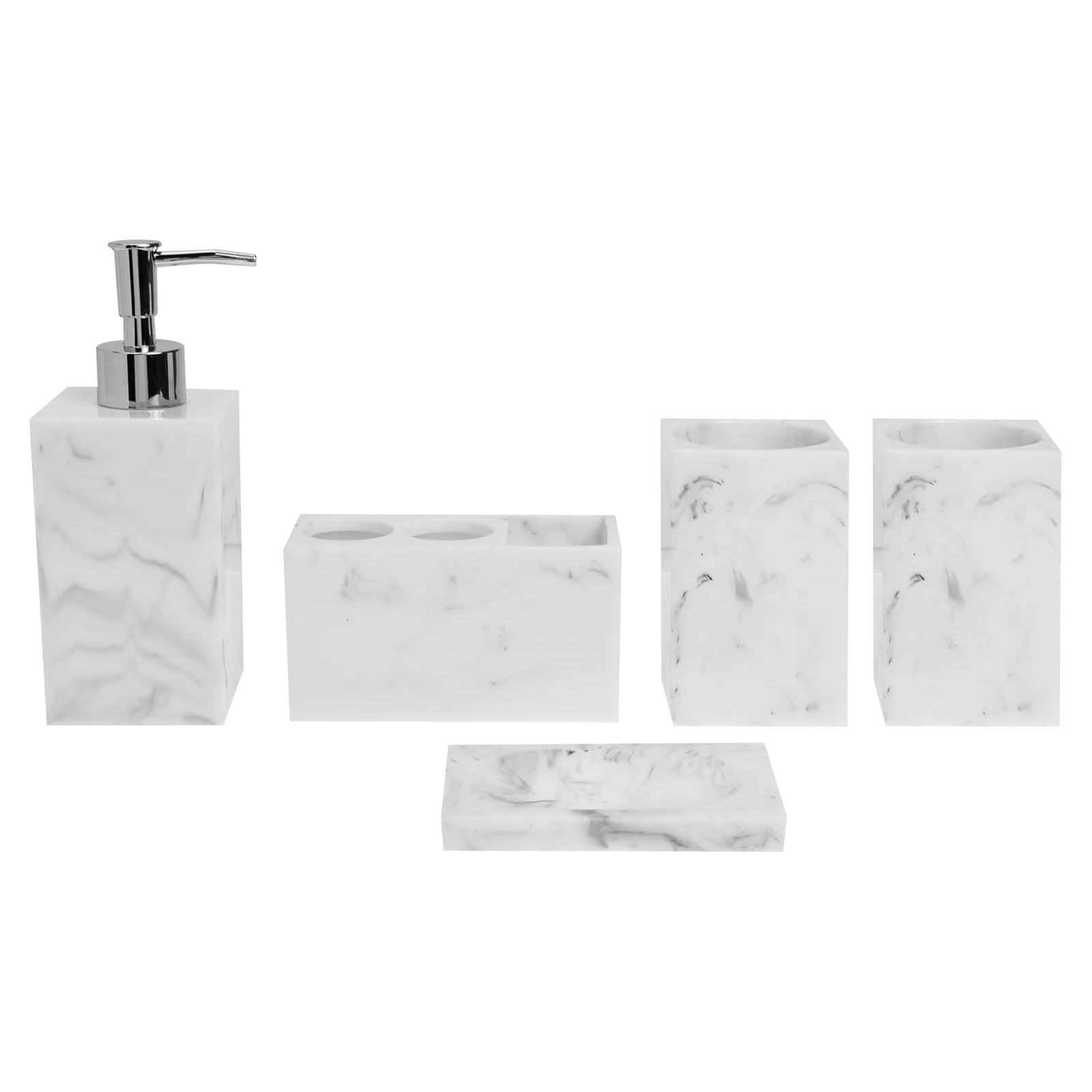 

Nordic Bathroom 5-Piece Set Marble Accessories Soap Tray Toothbrush Cup Easy Clean Bathrooms Countertop Home Daily Use