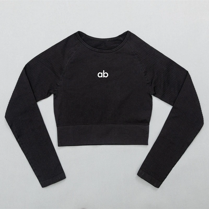 Women Ribbed Seamless Long Sleeve Crop Top Yoga Shirt Slim Fit Athletic T-Shirt Gym Fitness Running Workout Sportswear view 4