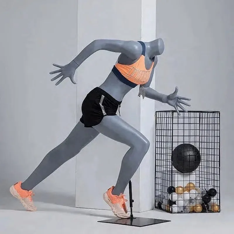 أسود رمادي العضلات ذكر أنثى عرض دمية نموذج تشغيل الرياضة كامل الجسم عارضة أزياء للملابس الرياضية عرض الرف