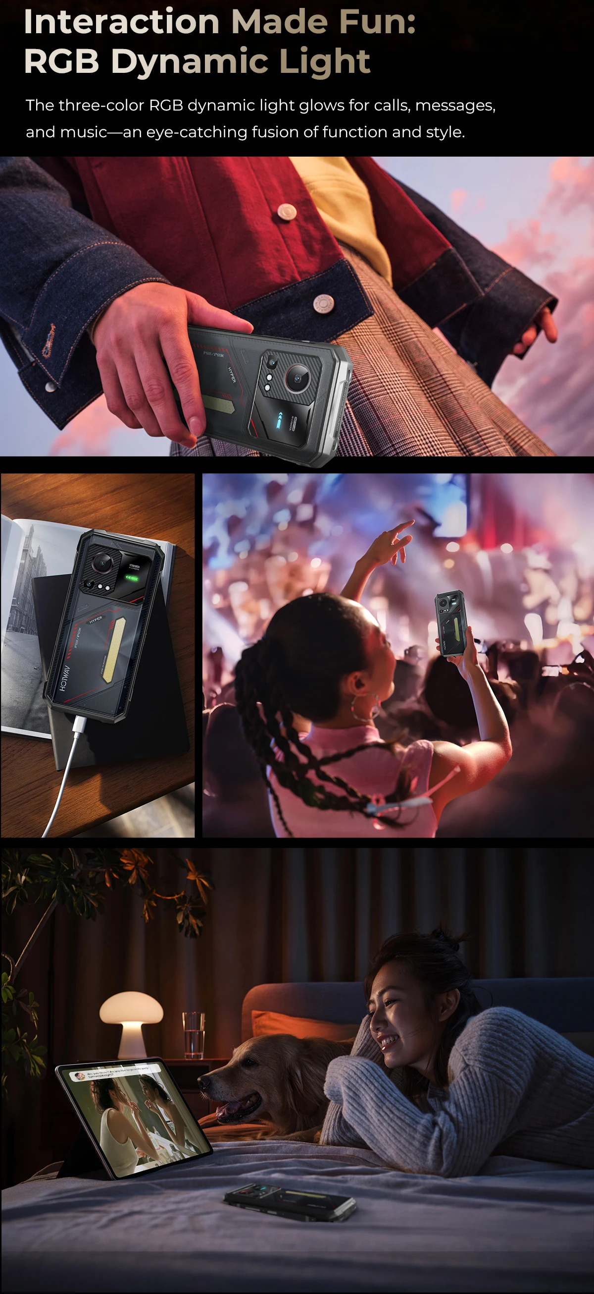 HOTWAV Hyper 7S Rugged Phone 5G Octa-core Android 15 Smartphone 6.6'' HD+ 120Hz 10800mAh 20W Mobile Phone 4GB 256GB Cellphone
