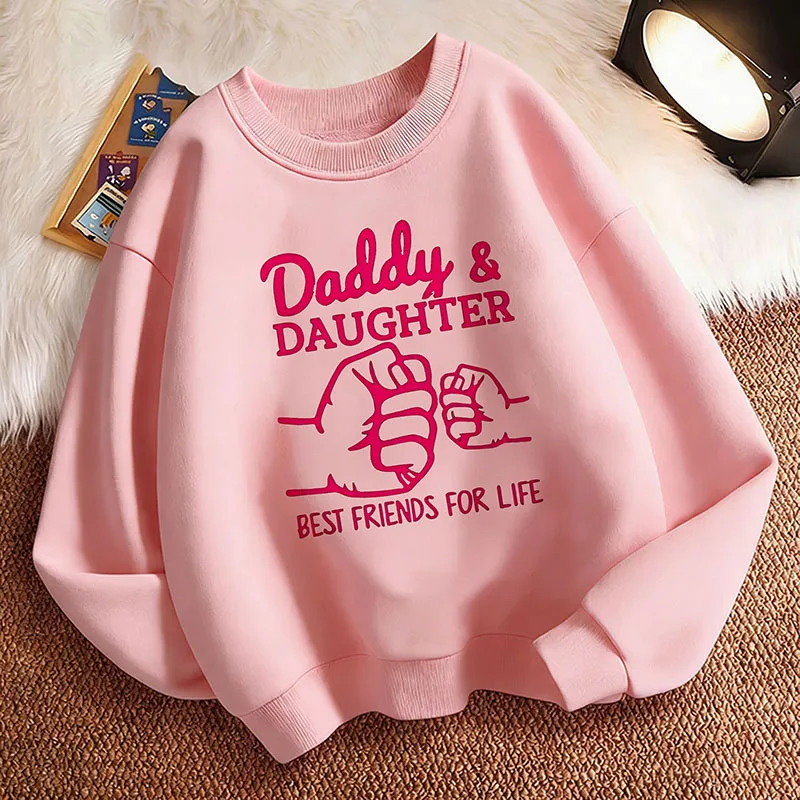 2026 O-Ausschnitt Daddys Daughter Best Friends for Life Schöner Kapuzenpullover Niedlicher Lässiger Hoodie Mädchen Herbst Frühling Kapuzenpullover