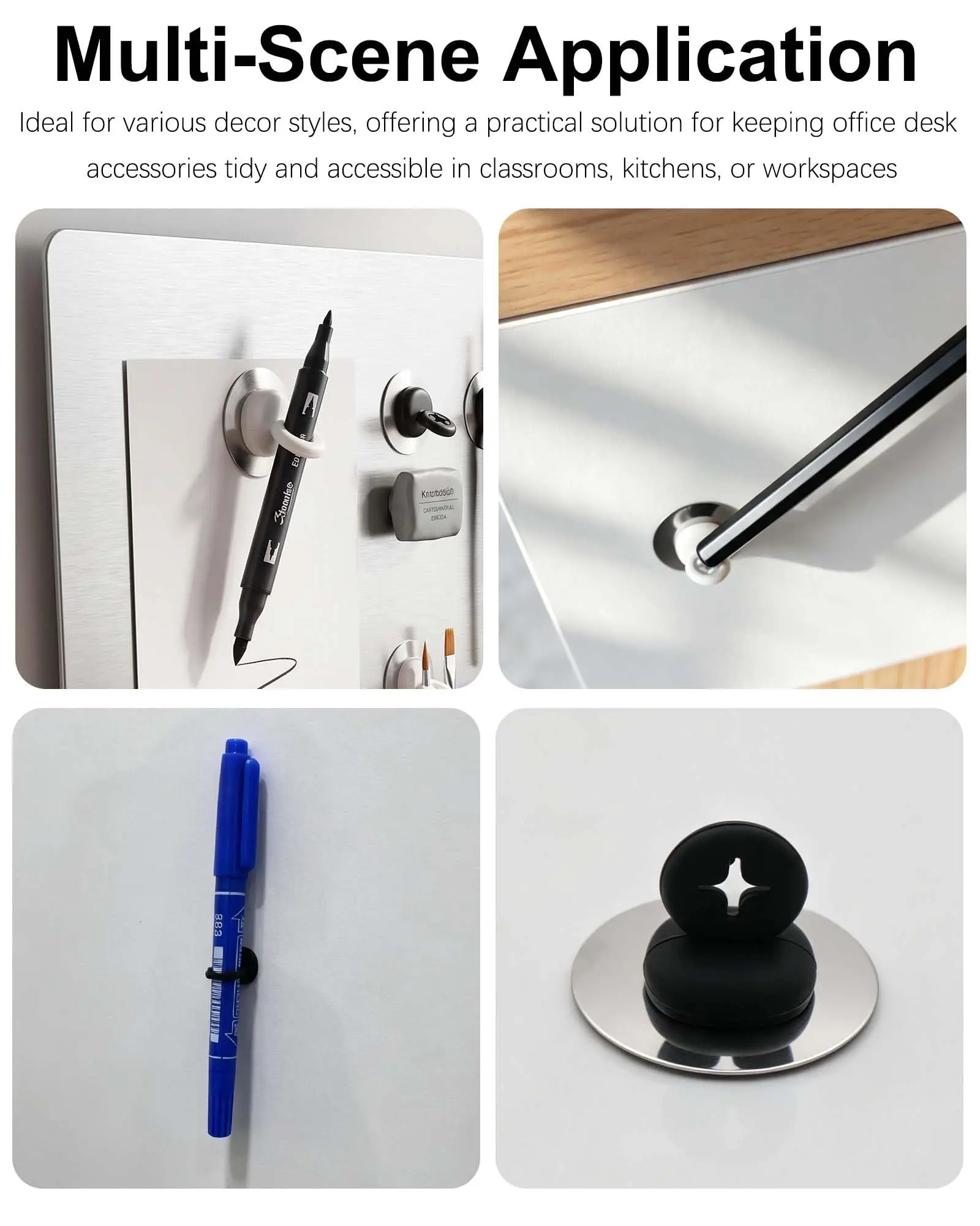 6 Pack Magnetic Pen Holder Clips, Silicone Pencil Holder for Desk，Marker Holder for Clipboard and Wall,  Teacher Supplies ﻿