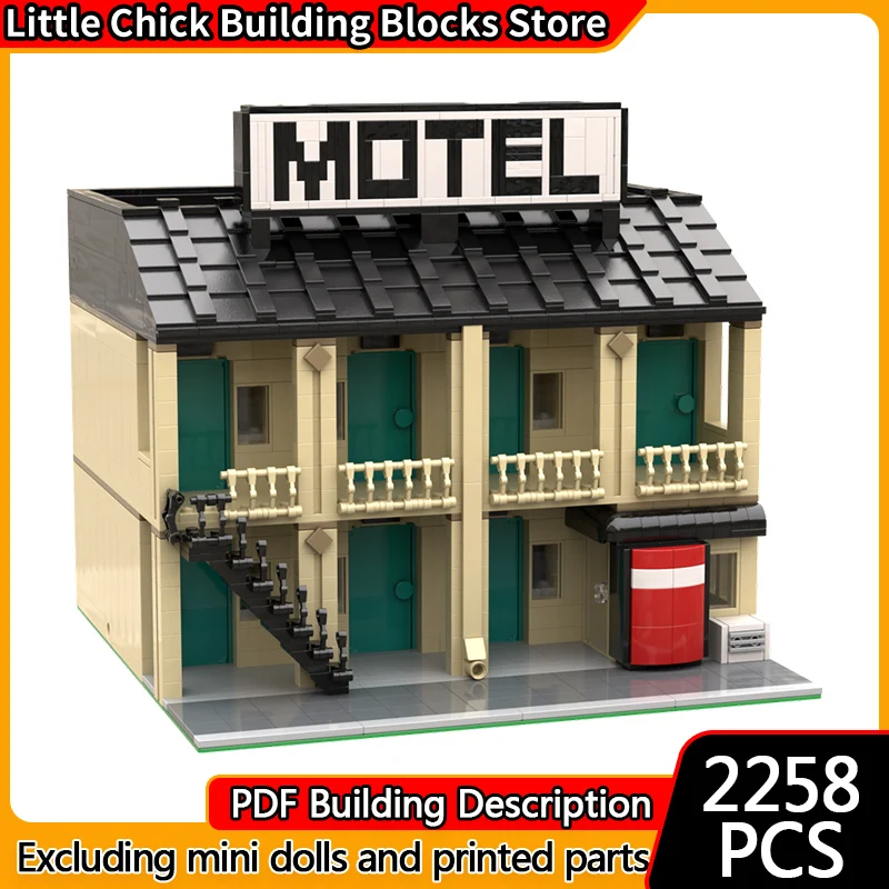 

City Street View Model MOC Building Bricks Motel Accommodation Modular Technology Children Holiday Gifts Assemble Toys Suit