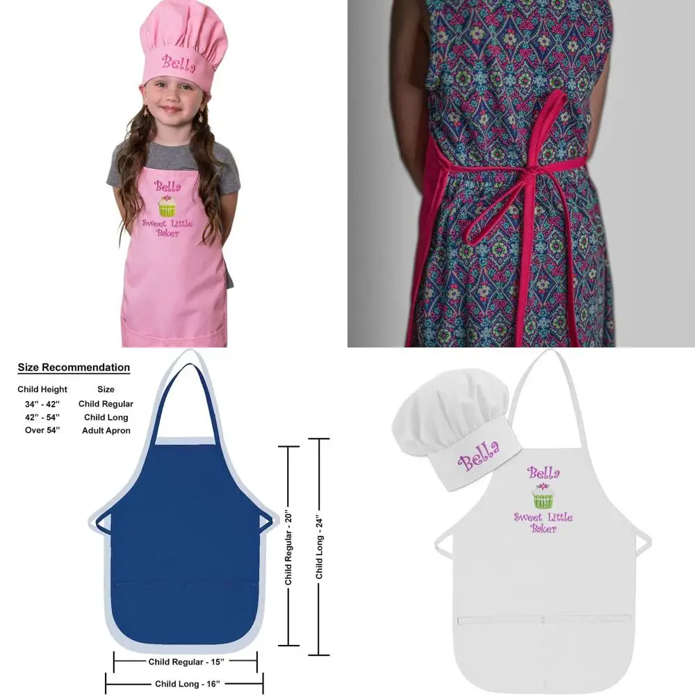 

Набор для приготовления пищи: высококачественный детский фартук и поварская шапка с индивидуальной вышивкой для мальчиков и девочек