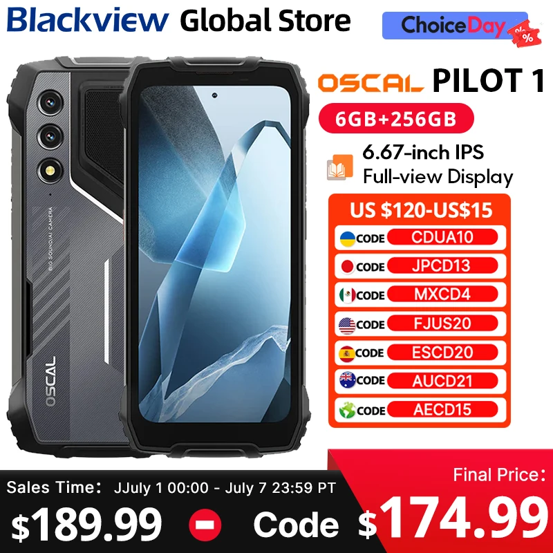 Blackview Oscal PILOT 1 Rugged phone 6.67-inch HD+ 90Hz Display 5W BOX Speaker 6GB 256GB Helio G81 CPU 15000mAh NFC Cellphone