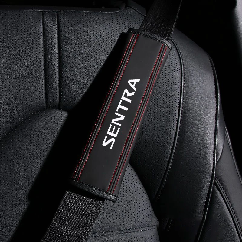 Car Seat Belt Nappa Leather Safety Belt Shoulder Covers For Nissan Sentra B13 B14 B15 B16 B17 B18 Car Accessories