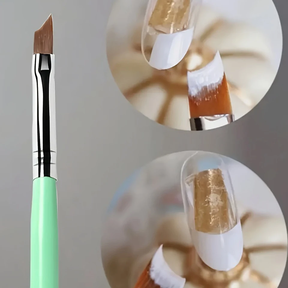 Pincel francés de media luna para uñas, mango rojo y verde, pincel de precisión para gel, duradero y fácil de limpiar para manicura DIY 2