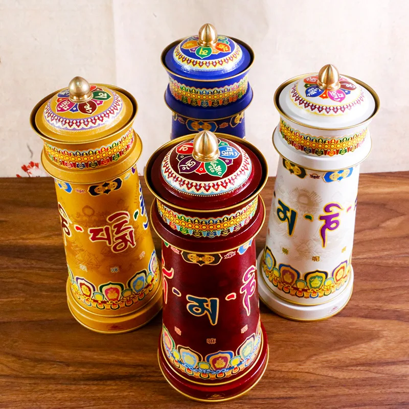 

Tibetan Buddhist Supplies Tang Duokuluo Five-element Prayer Wheel Electric Yellow God Wealth Green Tara Prayer Wheel Feng Shui