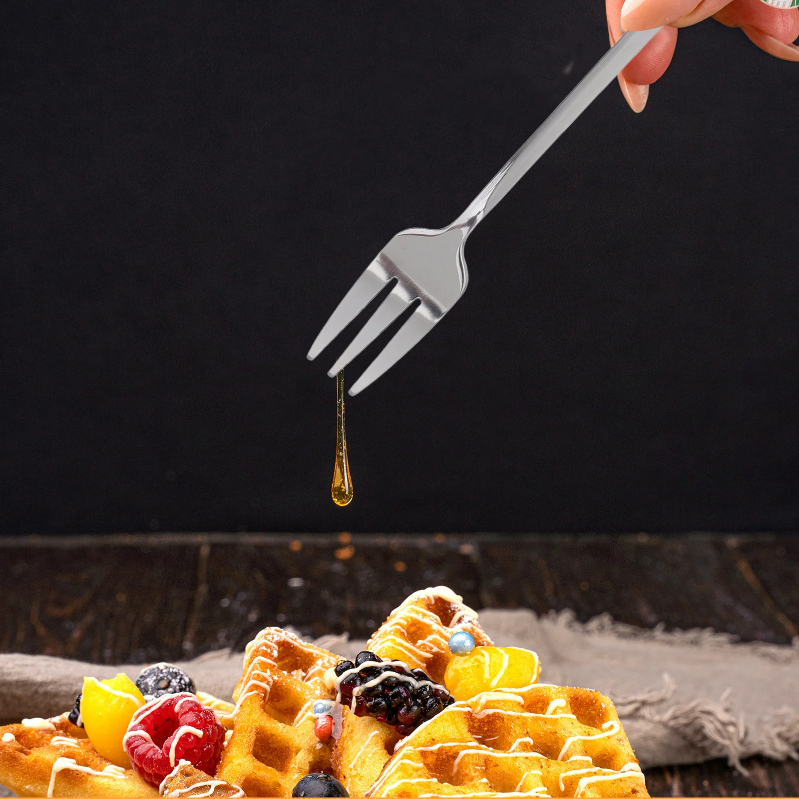 

6pcs Stainless Steel Coffee Stirring Forks Vintage Dinner Fork Set For Holiday Festival Flatware Xmas Tableware Dishwasher Safe