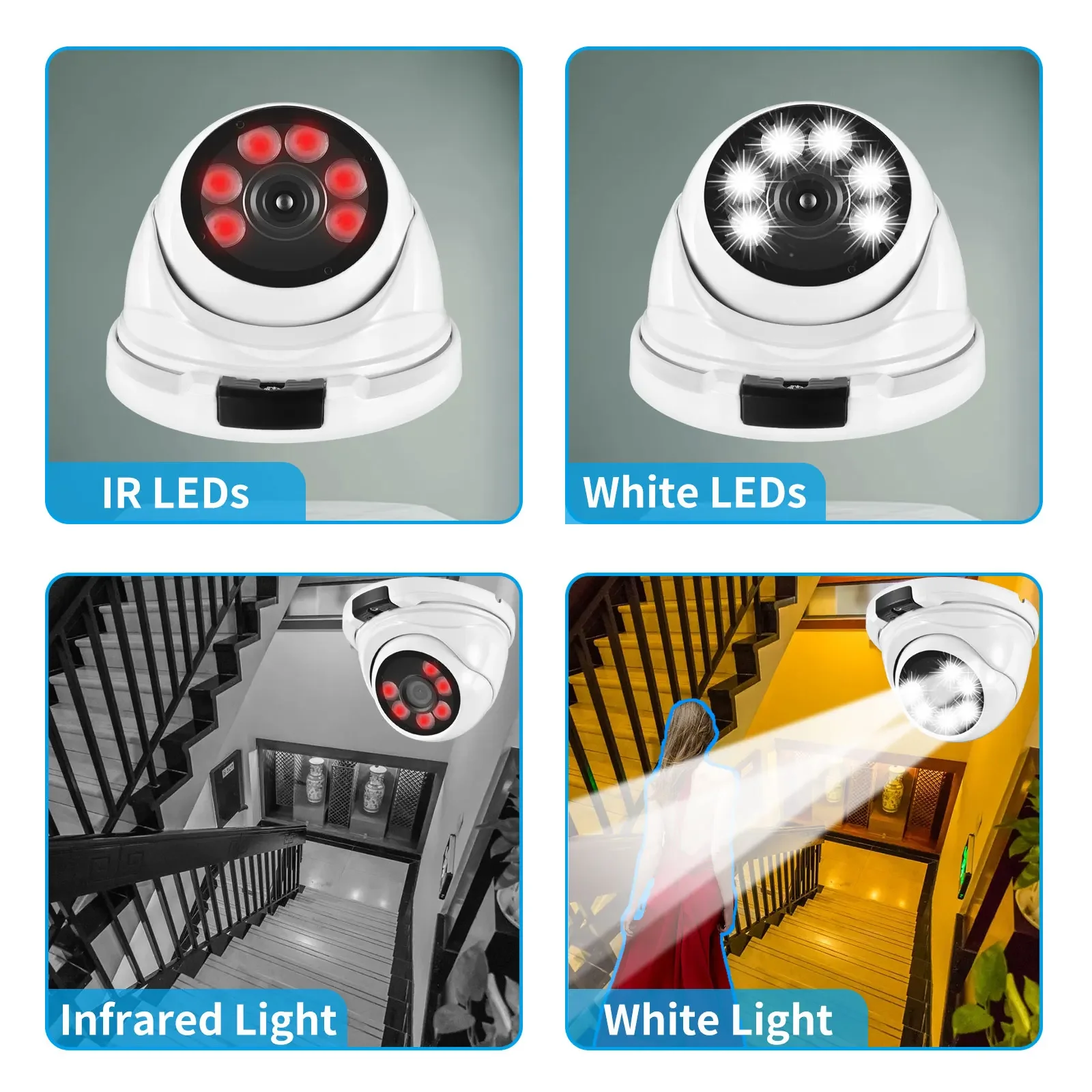 Full Color 2.8mm Wide Angle 8MP 4K IP Camera Outdoor Metal Dome Face Detection Onvf 5MP 4MP POE Video Security Camera APP XMEYE