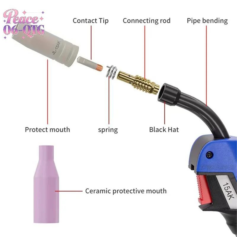 New 3PCS/Pack, MB-15Ak Mig New Coating Ceramic Non-stick Welding Slag Conductive Protective Nozzle European Shielded Accessorie