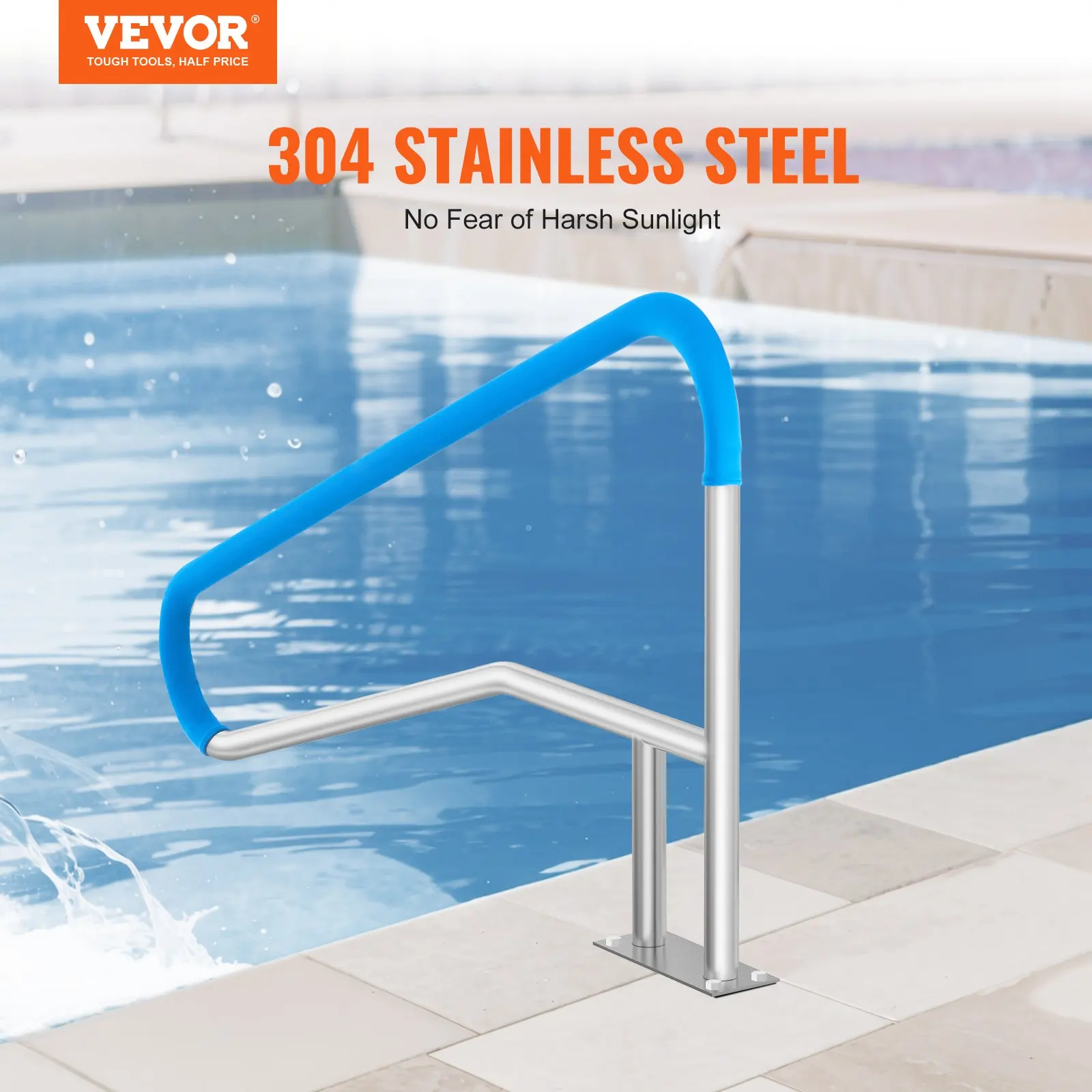 

Pool Handrail, 55 X 32 Inch Railing, Stainless Steel With Base Plate For Indoor Outdoor Pools, Safety Railing For Decks,
