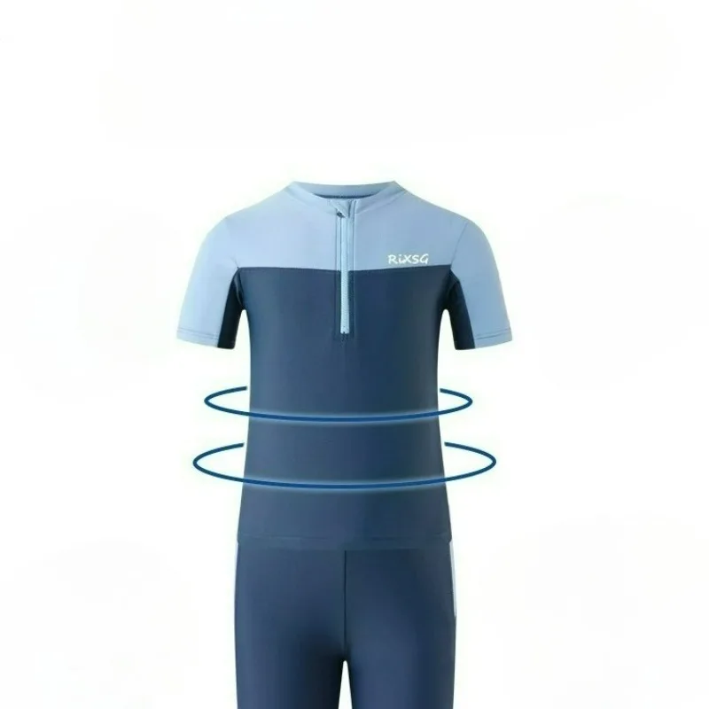 2026 New Arrival 2pcs Children Swimwear Korean Boys Swimsuit Professional Training Teen Boy Plus Size Swimwear