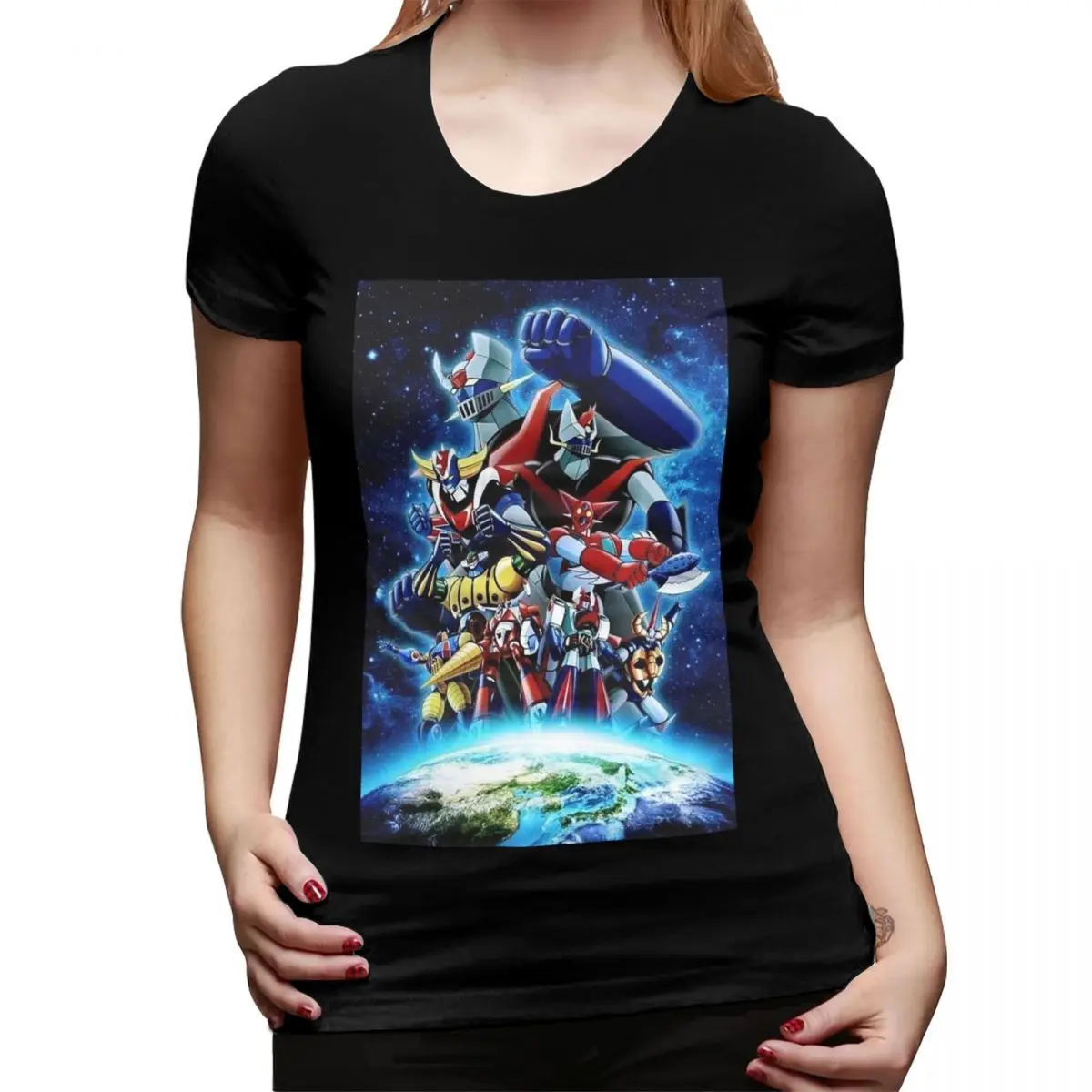 Mazinger Z Mad Robot Grendizer Anime Manga camiseta para mujer cuello redondo ropa de calle camisetas de mujer ropa corta Tops