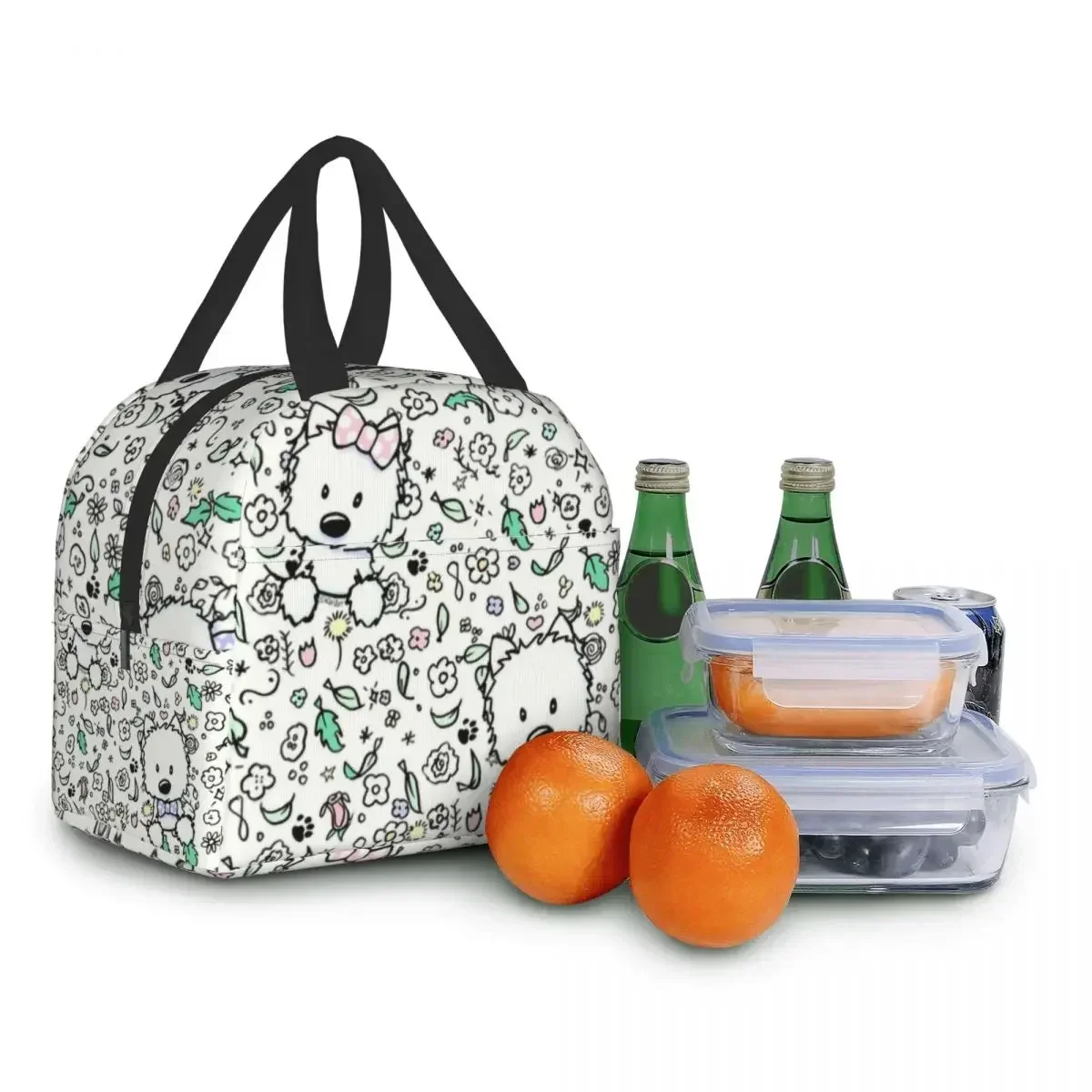 

Terrier Dog Thermal Insulated Lunch Bag Women Westie Puppy Portable Lunch Box Container for Travel Picnic Food Box