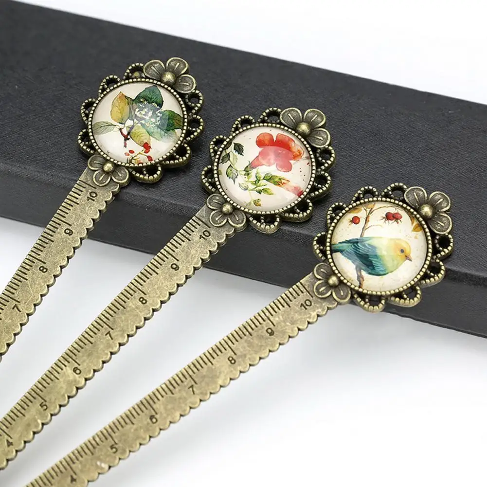 Vintage Ruler  Exquisite Vintage 2 in 1 10cm Ruler Bookmark  Lightweight Student Bookmark