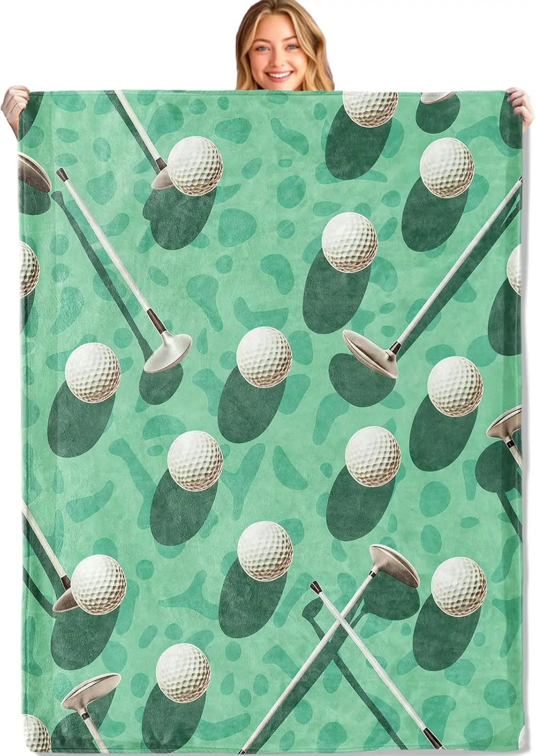 

Golf Throw Blanket - 50x60in,Ultra Soft, Cozy Lightweight Flannel,Golfs Ball and Club Pattern Blankets - Gifts for Adult & Sport