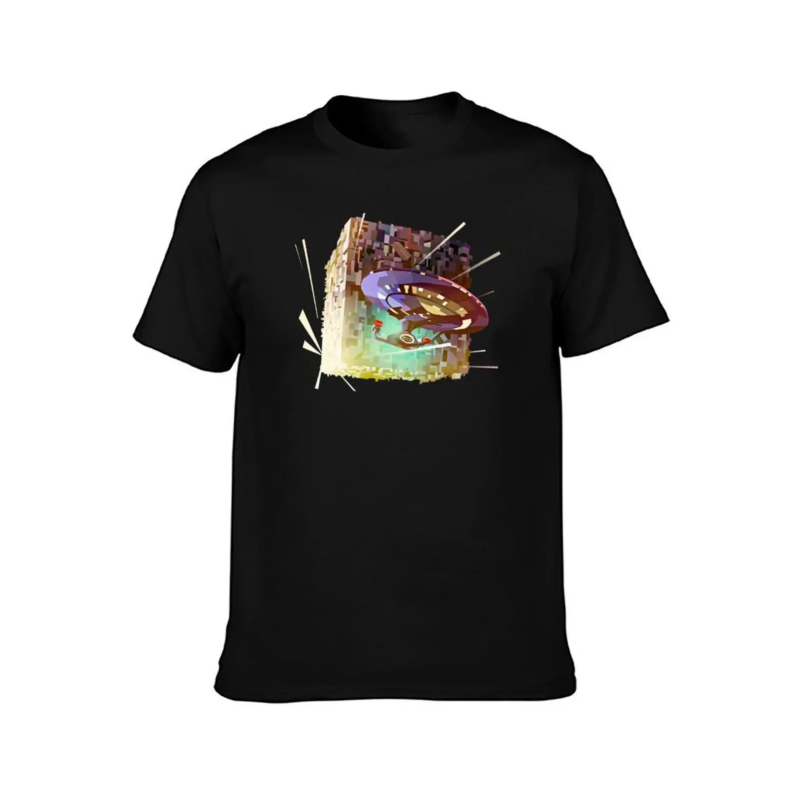 Star Trek: The Next Generation Borg & Enterprise Rainbow Prism T-Shirt Anti-Fade Casual Tee Shirt T-Shirt