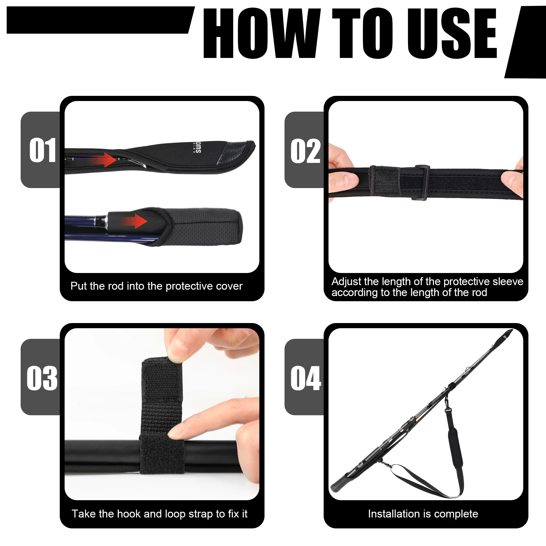 Booms Fishing RS7 Fishing Rod Protective Holder Adjustable Shoulder Belt Straps Wrap Portable Rod Storage Fishing Accessories