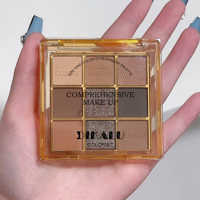 Nine colores negro oscuro sombra de ojos mantequilla marrón mate brillo sombra de ojos nacarado ahumado para ojos sombra pigmentos cosméticos en polvo