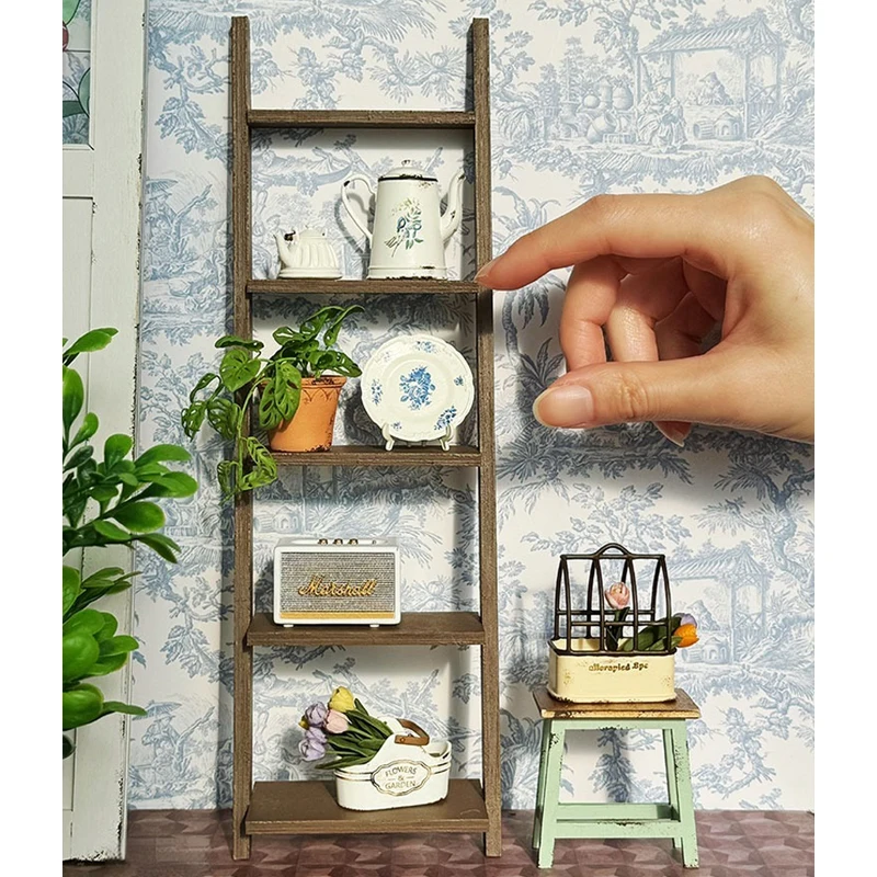 YESTARY BJD Dolls Furniture Ladder Against The Wall Shelf DIY Material Packs For 1/6 Blythe Dollhouse Furniture Miniature Items