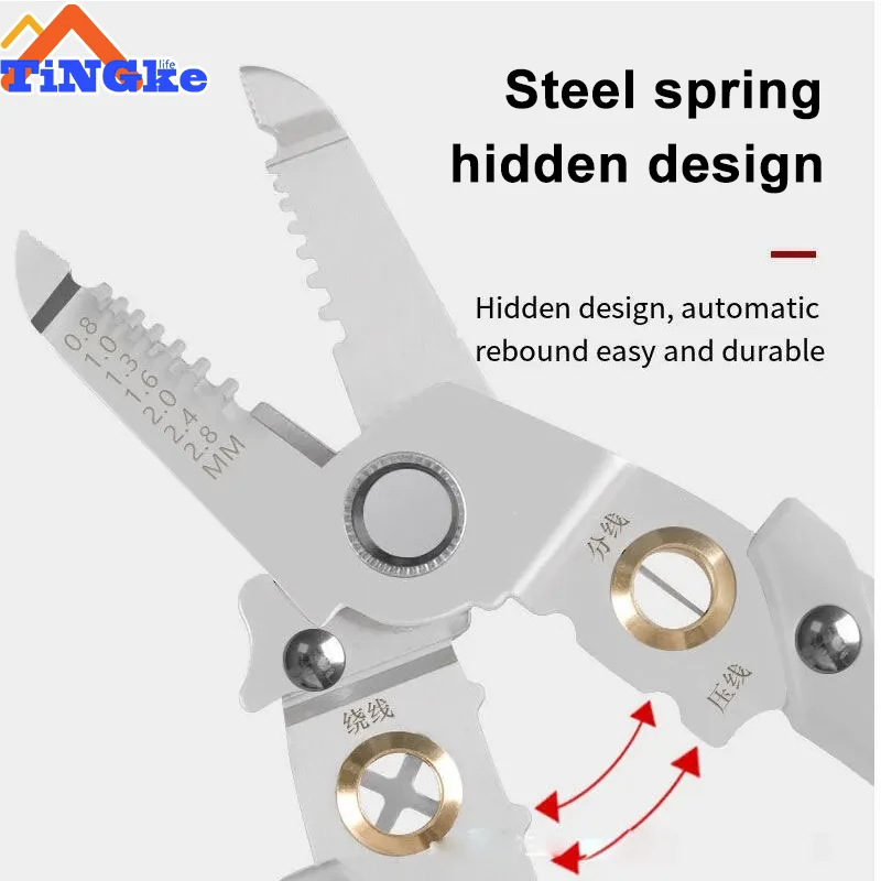 Alicates de pelado de cables universales multifuncionales, alicates de división de cables de electricista profesional, herramienta de Hardware