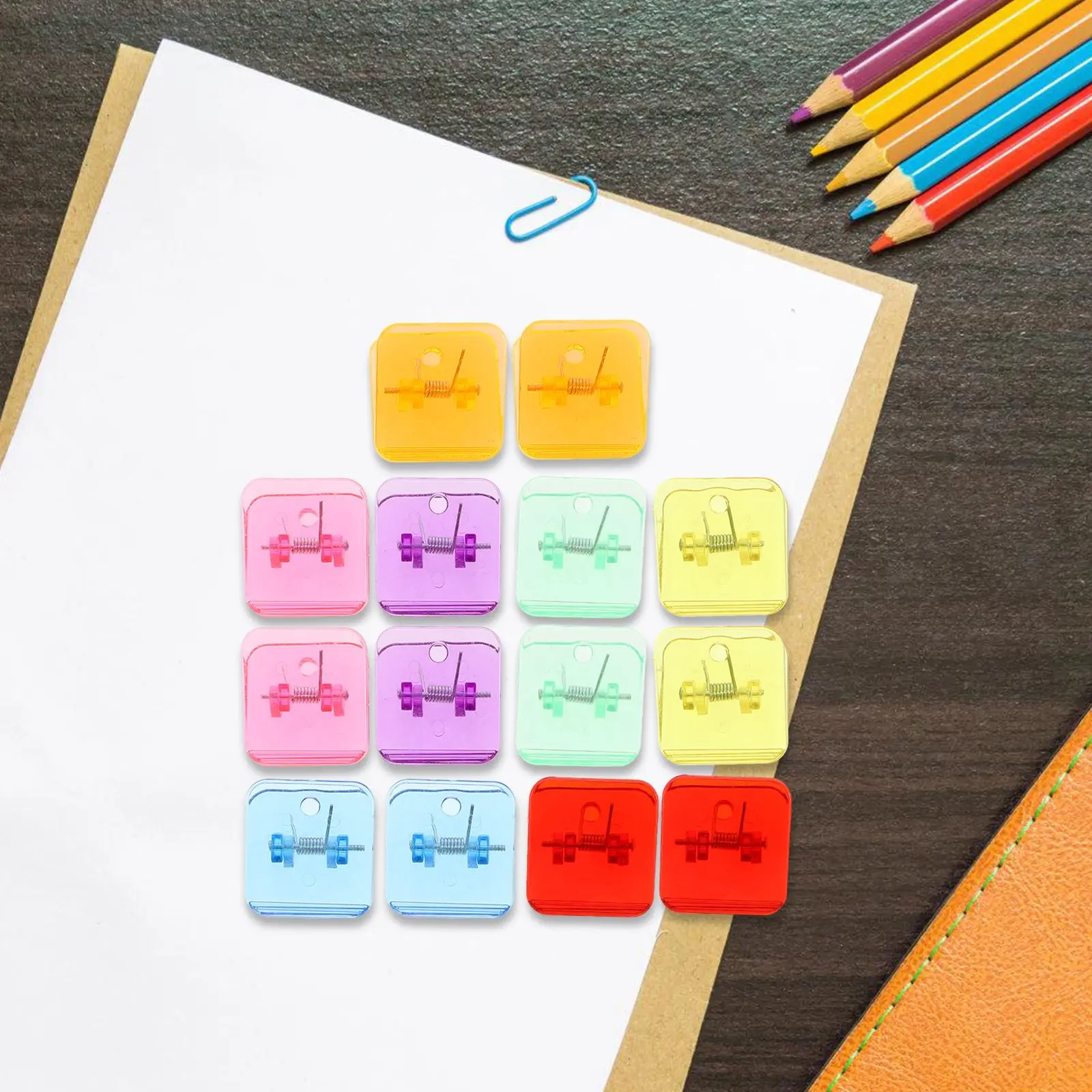 

14 Pcs Office Accessories Transparent Folder Portable Plastic Clamp School Supply Clip Adorable Sealing Student Use