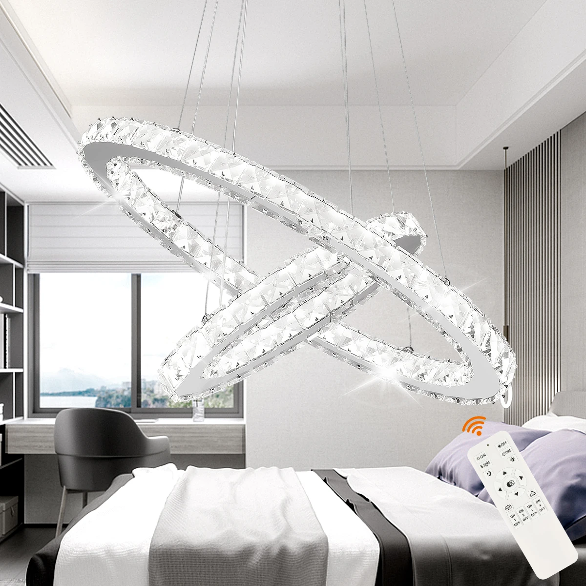 Plafonniers en cristal LED lustre en cristal à intensité variable avec télécommande 36W de haute qualité pour chambre salon salle à manger