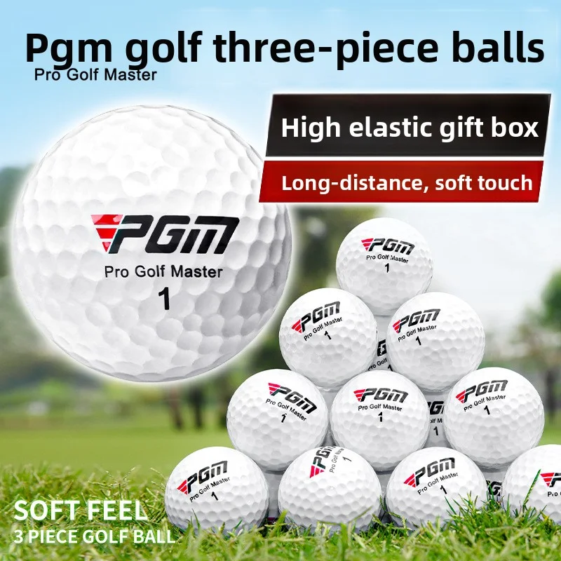 PGM Official 3-Layer Premium Golf Balls Practice Compet Performance Training for Distance Straight Shots Golf Design for Sport