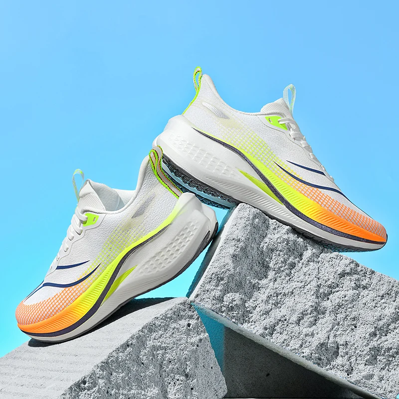 

Мужские кроссовки, прочная дышащая повседневная мужская обувь, легкая сетчатая карбоновая удобная пластина, мягкая спортивная обувь на шнуровке, женская