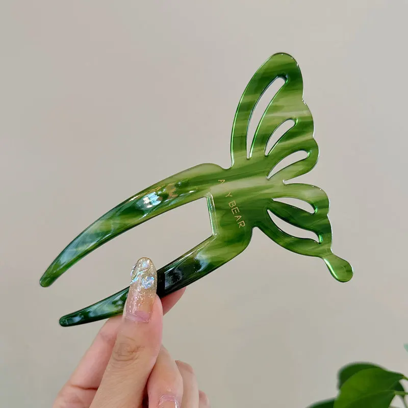 Elegante ácido acético borboleta em forma de u varas de cabelo coque grampos de cabelo para mulheres meninas garfos de cabelo penteado acessórios de cabelo headwear