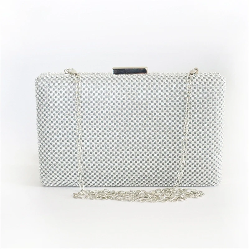 Sparkly Rhinestone Evening Bag Women Elegant Wedding Party Clutch Handbag with Detachable Chain Small Crossbody Shoulder Bag