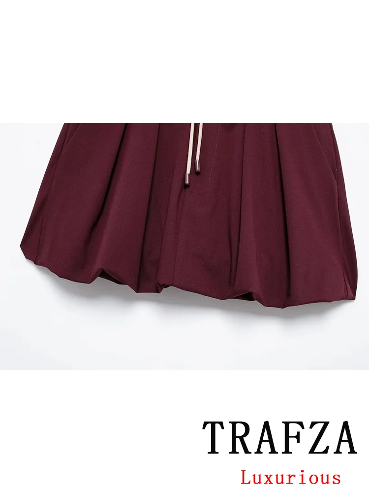 Trafza vintage chique saia feminina sólida xadrez zíper curto fino saia reta moda 2024 outono inverno streetwear mini saia