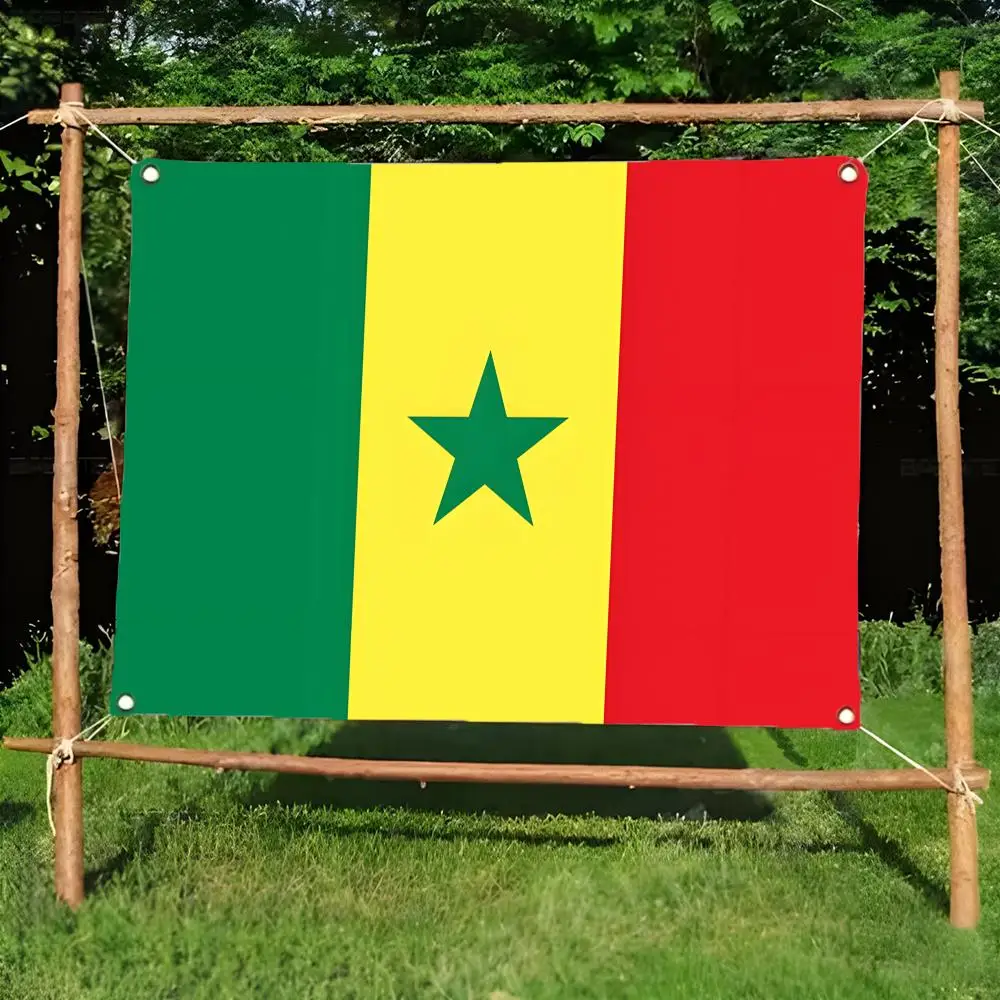 Flag of Senegal Flags Daily four ring borderless design indoor outdoor decor easy hang install