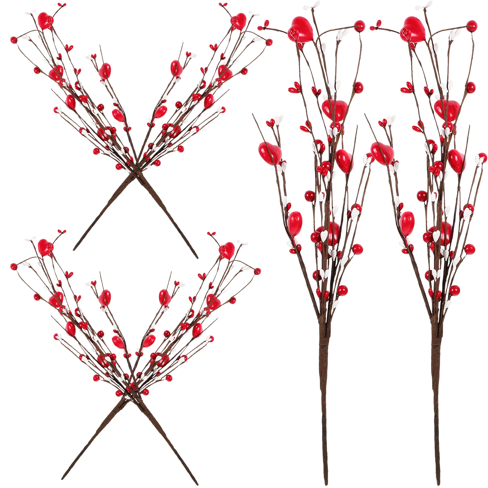 

6pcs Artificial Berry Picks Bright Lifelike Valentine'S Day Decor For Table Centerpiece Fake Flowers Party Wedding Decoration