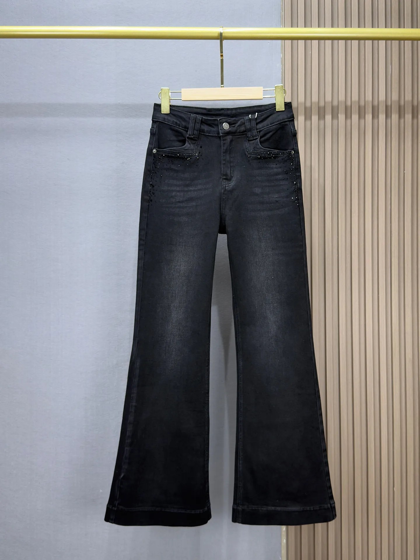 Fashionable New Spring Autumn Hot Diamonds Loose Women Jeans All-match Stretch High Waist Floor-length Vintage Denim Pants Blue