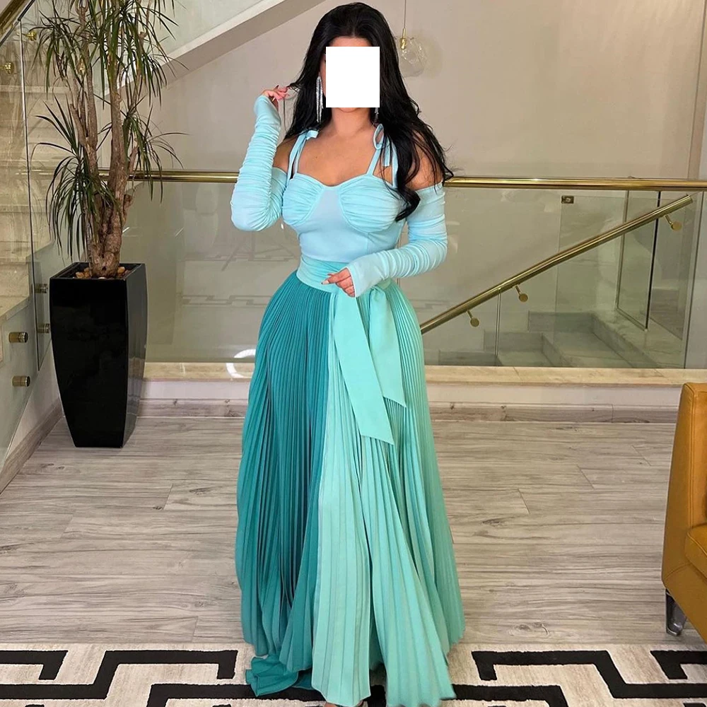 

Off the Shoulder Elegant Party Dresses Woman 2024 Floor Length Pleats 3/4 Sleeves Jersey Straight Sweep Train Quinceanera Gowns