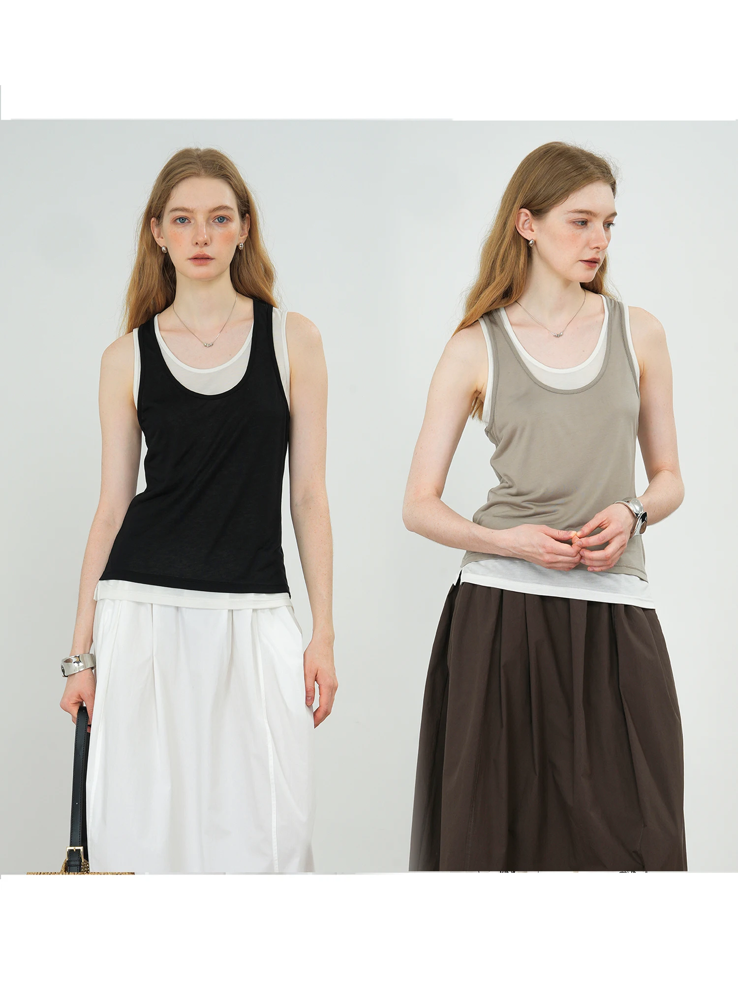 

Comfortable Skin-Friendly U-Ne Vest JWSZ "Universal Match" mat Preppy Sle Women's Faion Casual Wear Outerwear