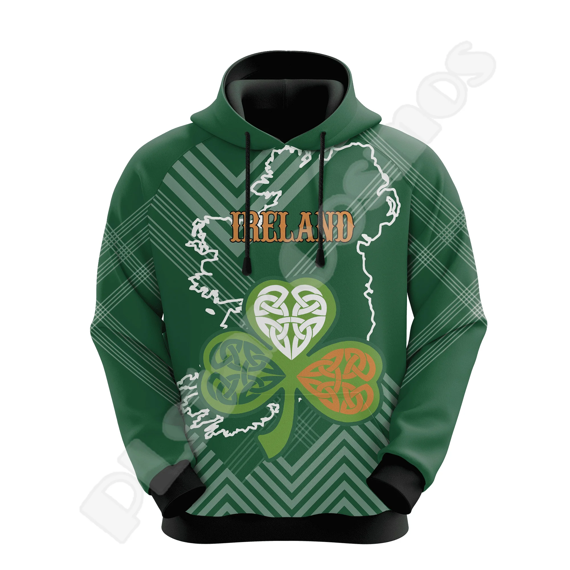 NewFashion Country Flag Ireland Clover Irish St.Patrick Tattoo Vintage 3DPrint Pullover Funny Harajuku Casual Jacket Hoodies X25