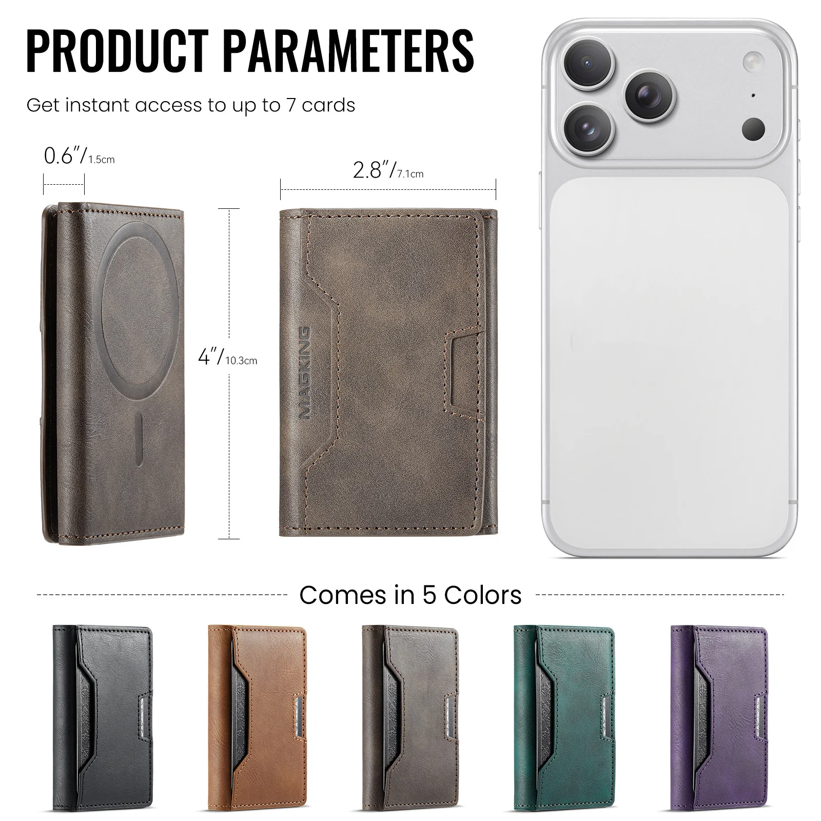 Abnehmbarer magnetischer Leder-Geldbörsen-Kartenhalter, Telefonständer für Magsafe iPhone 17 Air 16 15 14 Plus 13 12 Pro Max Bank-ID-Abdeckung