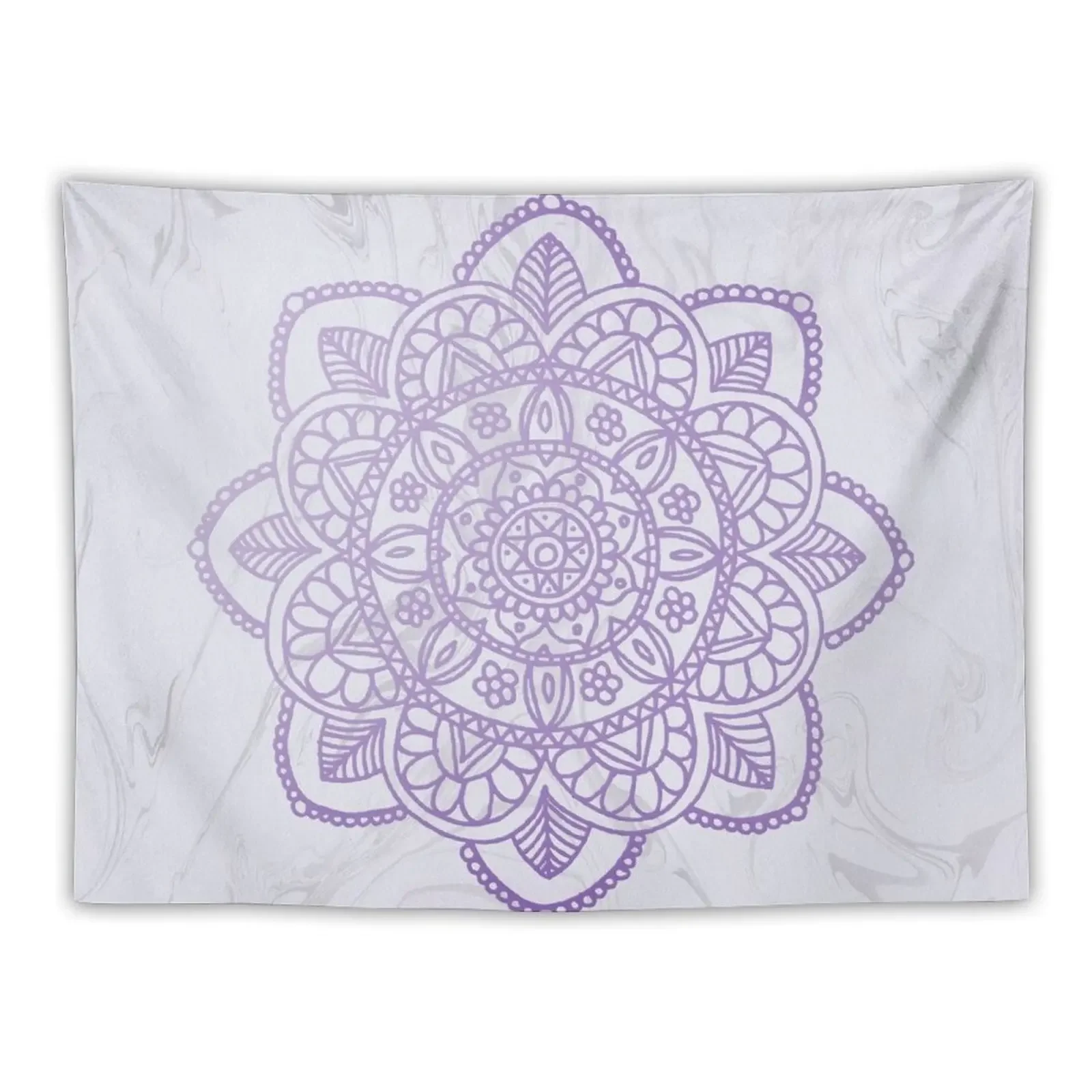 Lavender Mandala on White Marble Tapestry Decoration Home Wall Art Tapestry