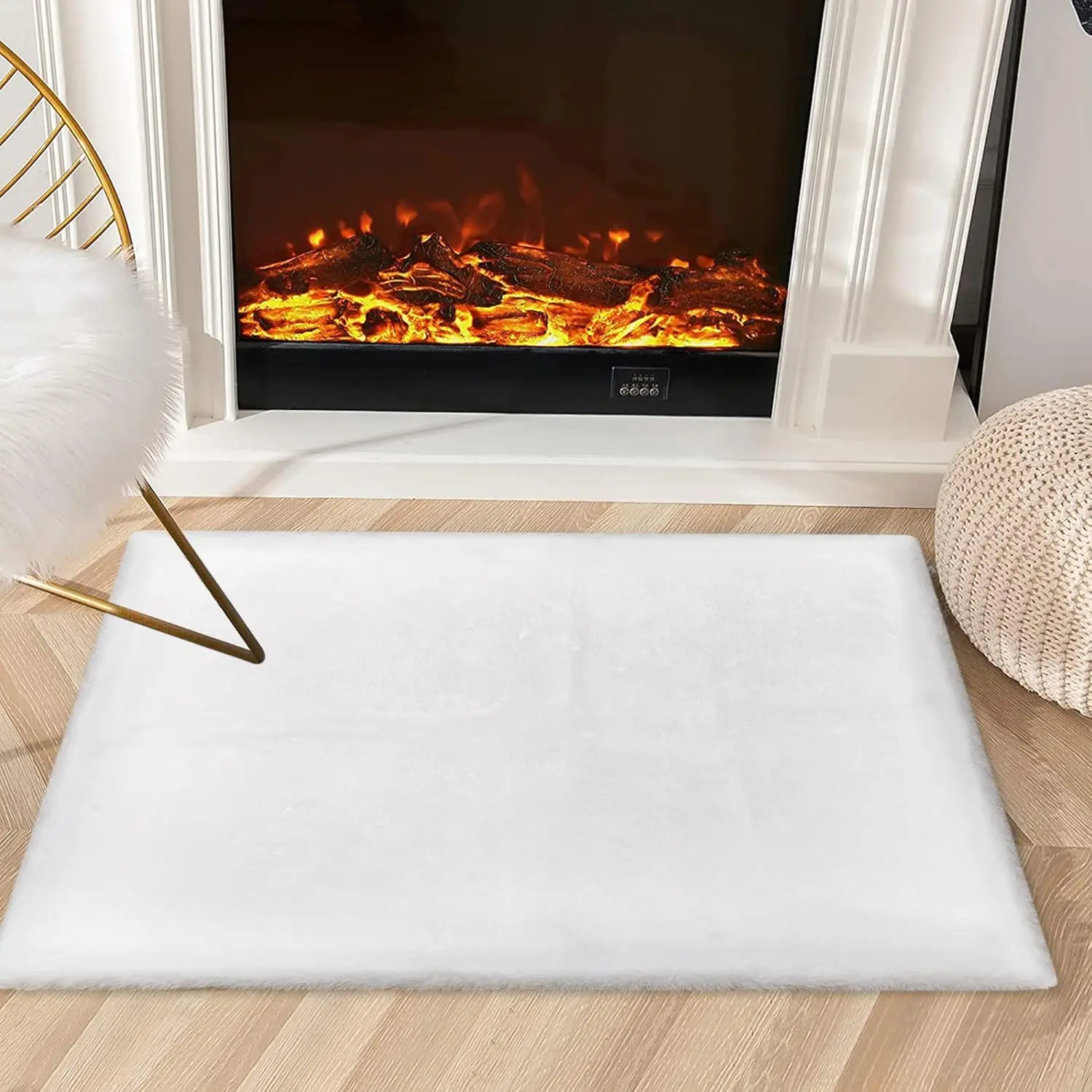 

Small White Faux Rabbit Fur Rug 2X3 - Fluffy, Washable, Non-Shedding Shaggy Rug For Bedroom, Chair, Entryway, Living Room