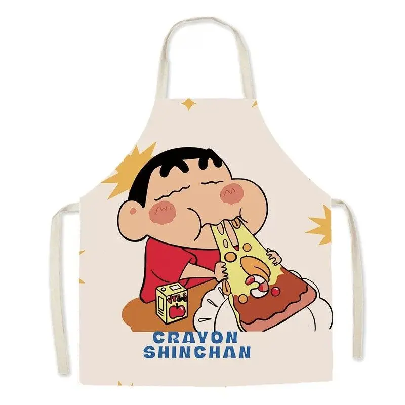 Crayon Shin-chan cartoon apron made of cotton and linen for cooking, baking, and dining. It has a neck strap to prevent stains.