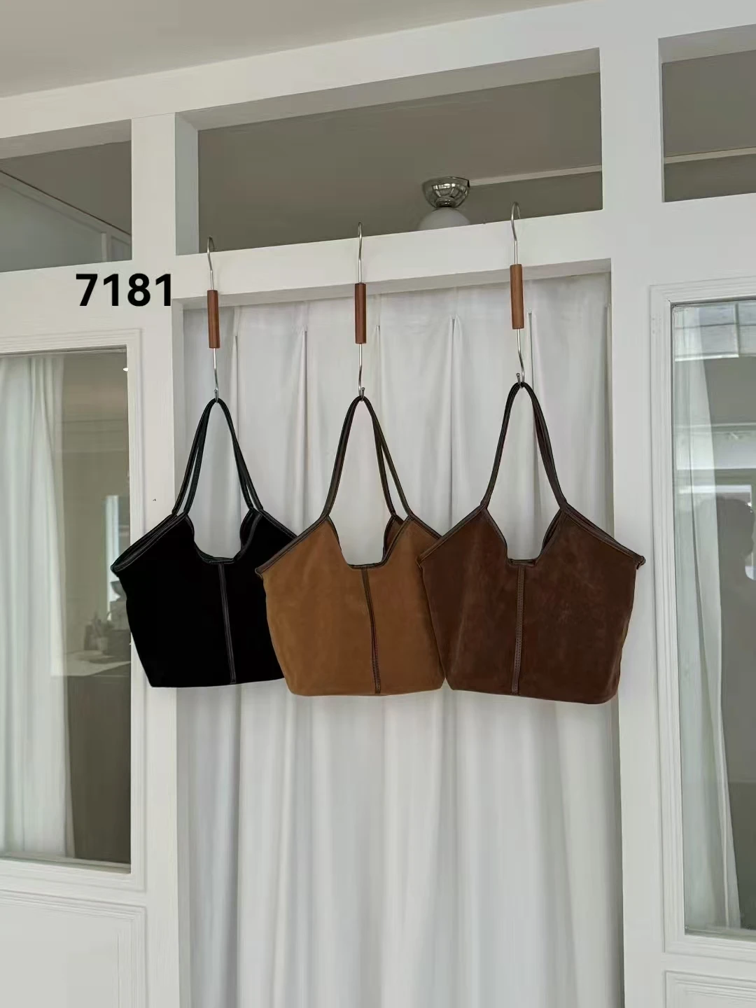 

Retro Suede Tote Bag Women's Handbag Faionable Casual Single oulder Bag Dumpling ape Medium Softn No Lo