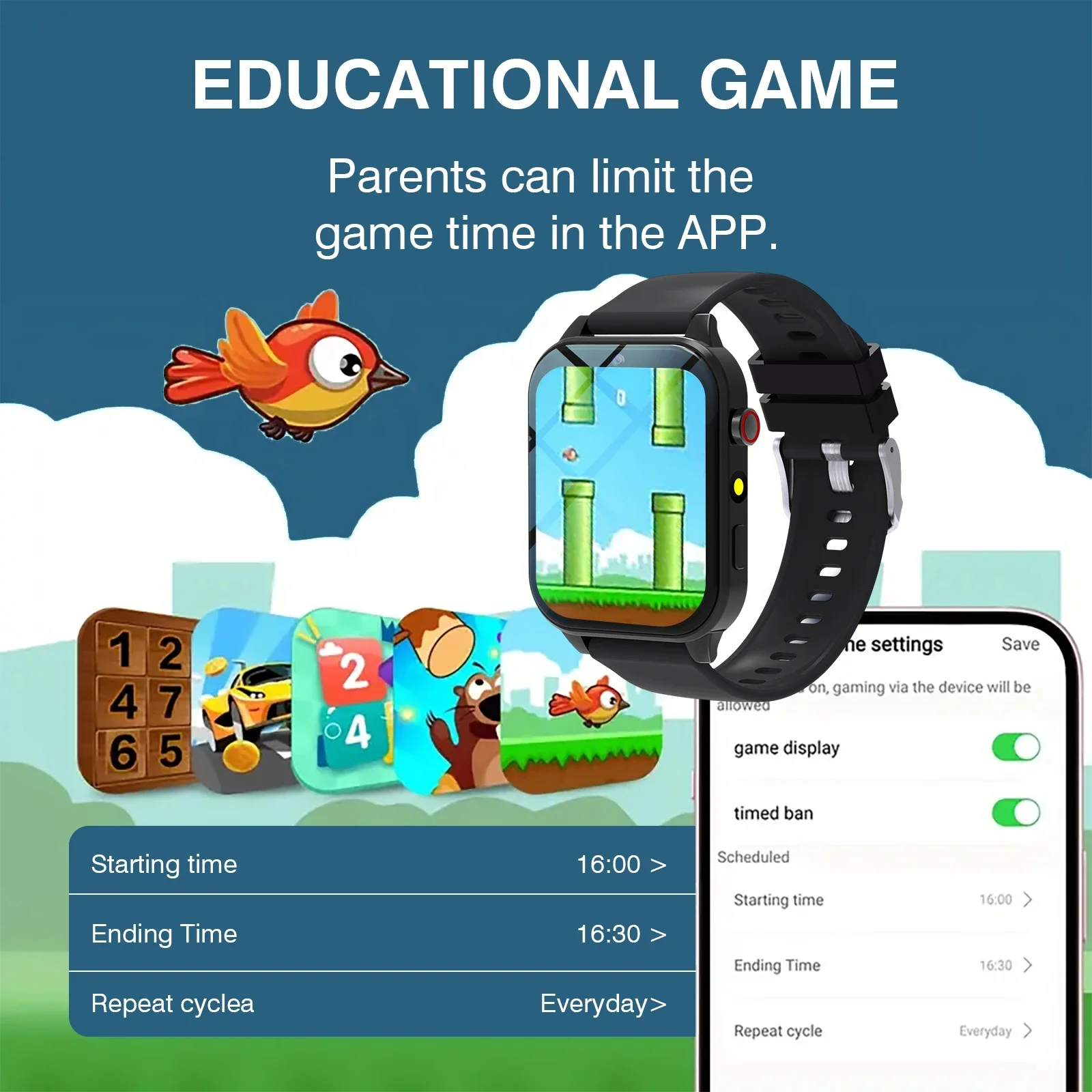 ساعة ذكية للأطفال 18 لعبة كاميرا مقاومة للماء ومراقبة النوم كهدية عيد ميلاد للأولاد والبنات والأطفال