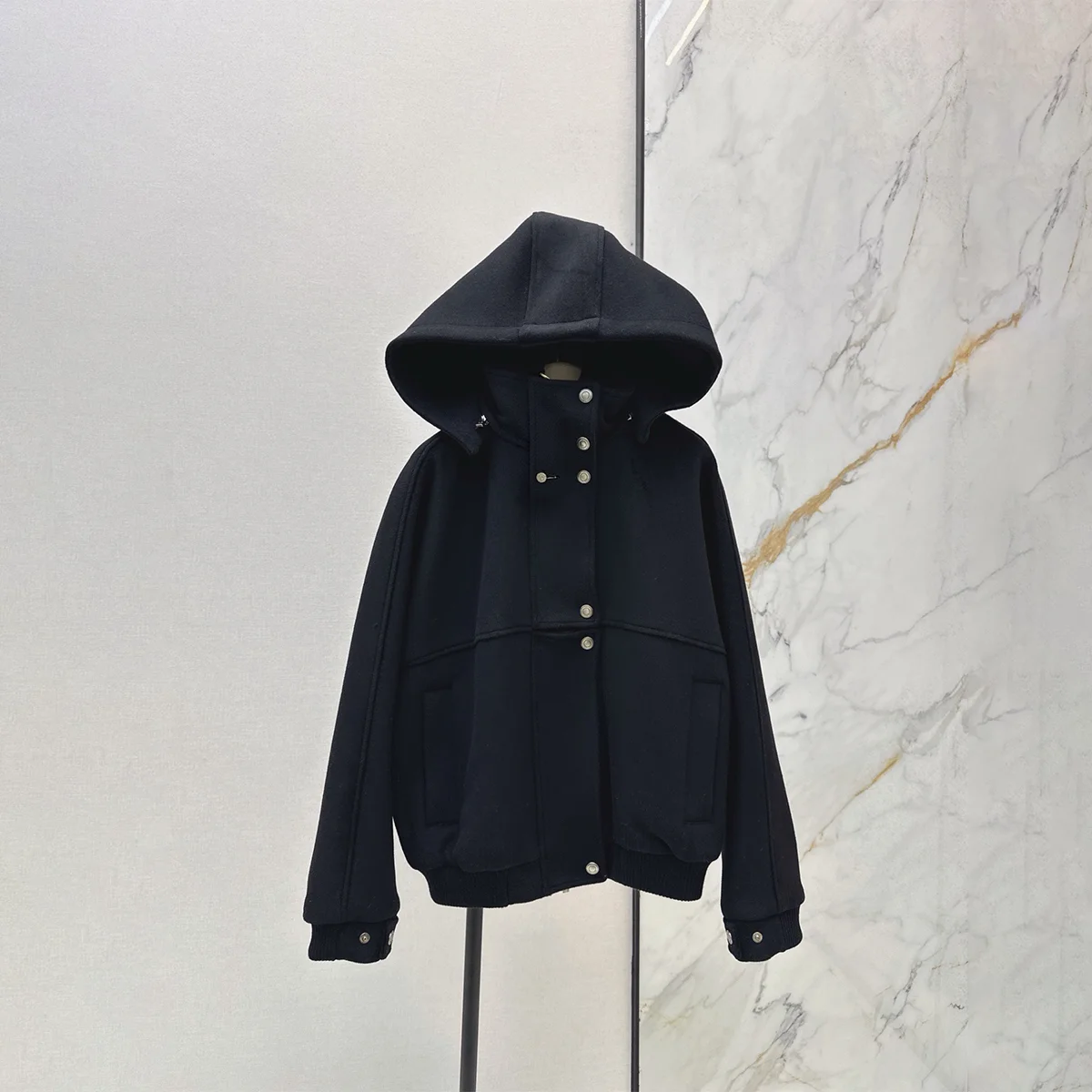 2026 high-quality women's black hooded short woolen jacket--hb810